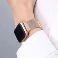 Per Apple Watch Band 7 6 SE 44mm 44mm Iwatch 5 Bracciale in acciaio inossidabile per Applewatch 42mm 38mm iwatch 3 cinturino da polso milanese Y1126347S