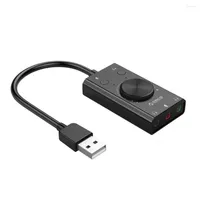 Exterte USB Geluidskaart Stereo Mic Hoparlör 3.5mm Kulaklık Sesli Jack Kabel Adaptörü Schakelaar Hacim Aanpasing Gratis Drive