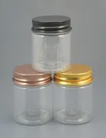 30PCLOT 200ML補充可能な透明なプラスチック化粧品用ジャーセラムボトルゴールドブラックブロンズアルミニウム蓋