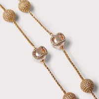 Designer Multilayer Pearl Rhinestone Orbit Necklace Clavicle Chain Baroque Pearl