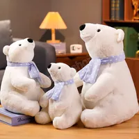 25 30 40cm Lovely Polar Bear Plush Toys Cute Soft White Bears with Scarf Dolls Stuffed Animal Pillow Girls Valentine's Gift