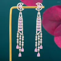 Dangle Earrings Siscathy Luxury Cubic Zirconia Long Tassel Drop for Women Fashion Manging Earing Jewelry Boucle Oreille Femme Luxe