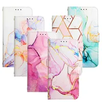Marble Leather Cases For iphone 14 13 12 11 pro max XS XR Flip Leather Stand Wallet Phone Cover