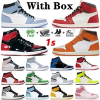 With Box 1 Mens Basketball Shoes 1s Starfish Lost Found Bred Patent University Blue Bubble Gum Yellow Toe UNC Obisidian Hyper Royal Men