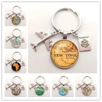 Vintage Key Rings World Travel City Map Keychaines New York Florence Finland Los Angeles Africa Uk Hometown Map Badge Keychain