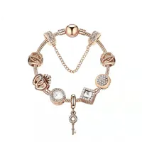 18 19 20 cm Magic Charm Beads Rose Gold Strands Multi Strand Beade Beade Beade 925 Silver Snake Chain Key Pendence como Diy Jew2937276L