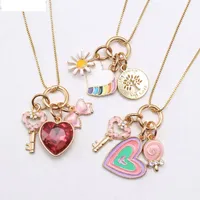 Collares de niñas colgantes joyas accesorios para niños lindas cadena de amor caída de aleación accesorio para niños e23026
