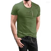 Magliette da uomo magliette da uomo acacia persona 2022 camicia estiva maschi più taglia 3xl con cerniera strappata