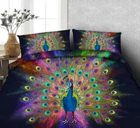 3D Printed Colorful Peacock Bedding Set Twin Full Queen King Size Bedspread Bedclothes Duvet Covers 34PCS 600TC Blue Comforter Se8811649