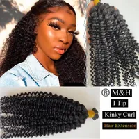 Bulks de cheveux humains Blazingfire Curl Kinky Afro I Tip Extends De Cabello Natural 100 pi￨ces par paquet ongles Cabelo Humano Cheveux