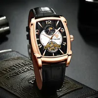2019 Tevise Mens Watches Moon Phase Tourbillon Mechanical Watch Men Leather Luminous Sport Wristwatch Relogio Maschulino290f