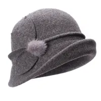 Wide Brim Hats Bucket Hiver pliable pour les femmes Cloche Wool Ladies Gatsby Style Warm Church Robe Wedding A474 221027