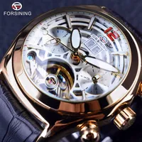 Forsining Legend Tourbillion Series 3D Glass Design Green Suppine en cuir Générale Top Brand Luxury Clock Automatic Men Wrist Watch2542