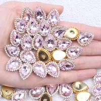Beads Flatback Claw Rhinestones Many Colors 30pcs Sewing Marquise Tear Shiny Crystals Stones Gold Base DIY Clothes Bags