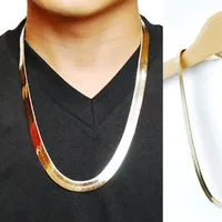 Altın yılan zinciri butik 1cm düz yılan ejderha kemik retro bakır hip hop balıksırtı kolye metal kadın erkekler mücevherler217q
