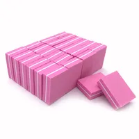 JEARLYU 20pcs lot Nail File 100 180 Double-sided Mini Nail Files Block Pink Sponge Art Sanding Buffer File Manicure Tools275U