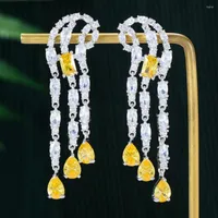 أقراط متدلية Siscathy Fashion Waterdrop Tassel Drop for Women Zirconia Crystal Jewelry Gift Boucle Oreille Femme Luxe