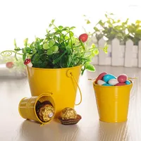 Gift Wrap 10st/Lot Creative Candy Color Mini Iron Bucket Flower Pot Children's Day Birthday Party Tin Box