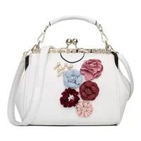 Sacchetti da sera fiori vintage a due cinghie con guscio di lucchetto in pelle borse da donna borse da donna