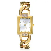 Polshorloges merk goud vergulde dames horloges cirkels Bracelet Rhinestone Quartz Watch roestvrij staal relogios femininos de pulso marca