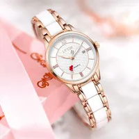 Armbanduhren Top Love Dial Quarz Keramik Uhr f￼r Damen Strasskalender Geschenk Frau Montre Femme Relogio Feminino