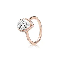 18K Rose Gold Drop Drop CZ Diamond Ring Original Box for Pandora 925 Sterling Silver Rings for Women Wedding Gift Jewelry280Q
