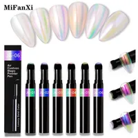 Mifanxi 6 color Arte de uñas Mirror de aire de aire Aurora Efecto Magia Polígrafo Pigmento Cromo Diseño de polvo de pigmento Decoración Manicura Glitter2682
