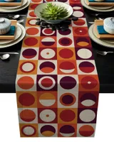 Table Cloth Grid Rectangle Round Orange Red Rustic Runner Home Dining Room Decor Wedding Christmas Party Runners