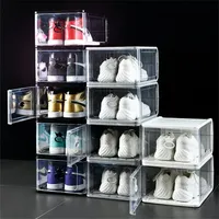صناديق تخزين صناديق كبيرة سميكة سميكة مربع أحذية بلاستيكية شفافة قابلة للطي قابلة للطي علبة التخزين قطعة أثرية مقاوم لتخزين الأحذية 221028