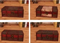 Vintage Metal Lock Wooden Storage Boxes Traditional Chinese Retro Treasure Chest Classic Desktop Jewelry Display Case3730727