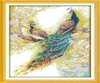 The peacock couples lovers animal decor paintings Handmade Cross Stitch Craft Tools Embroidery Needlework sets counted print on c5734122