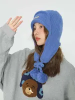 Autunno inverno allacciatura di spurgo berretto a carichi a maglia da donna a maglia da donna morbida per la pelle calda Cappello da sci del cappello da sci unisex unisex
