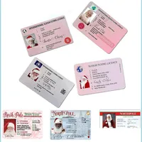 Christmas Toy Supplies Santa Claus Sleigh Riding Licence Flight Cards Id Christmas Tree Ornament Decoration Old Man Driver License Dhgfo