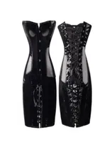 Yüksek Özel Uzun Bel Korse Bustiers Gotik Giyim Siyah Sahte Deri Elbise Çivili WAIST'ler şekillendirici korse S6XL CZ1526206488
