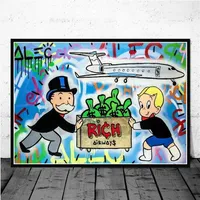 Alec Graffiti Monopoly Millionaire Money Street Art Canvas Drukuje malowanie zdjęć ściennych Zdjęcia do salonu Dekoracja domu cuadr207f340h