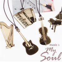 Bokmärke söt Gold Metal Fashion Music Piano Guitar för bok Creative Gift Korean Stationery Drop Delivery 2022 SMTI6