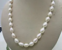 Kedjor 20 "11-13mm Real South Sea White Natural Pearl Necklace 14k Yellow Golden