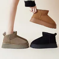 Сапоги дизайнер снежные сапоги классический Ultra Mini Platform Boot Australia Женские туфли овчарная кожа Shearling Anties