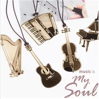 Bookmark Beautif Instrument With Lanyard Notebook Metal Creative Fixed Piano Guitar Organ Harp Violin Et Drop Delivery 2022 Smtwh
