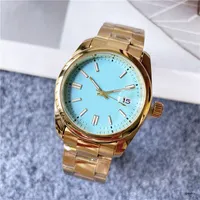 Designer masculino Quartz assistir Sapphire espelho de luxo Aço inoxidável Gold Bandwatch Watch 3 Calendário automático Automático Clear Blue Watch Presente com Box GP
