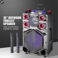 Draagbare luidsprekers Grote Bluetooth -luidspreker Big krachtige trolley -geluidskast met wiel Karaoke Hifi Boombox Square Dance Soundbar Column Mic 221028