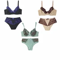 miaoersidai 3 Sets Sexy Women Lingerie Set Push-Up Bra Lace Panties Printed Brief And Sleepwear Thong Plus Size Bras 67MJ#