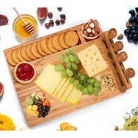 Placas Casa Pão de madeira Bandeja de queijo frutas com faca de faca multifuncional prato simples bloco de corte Facas de cozinha Supplies de armazenamento