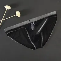 Underbyxor män trosor sexig l/xl/2xl manlig netting t-back tangas tunt rygg tyll underkläder bikini elastisk g-sträng hållbar