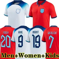 England fotbollströjor Foden Kane Grealish Saka National Team 22 23 Trippier Sterling Rashford Bellingham Mount Rice Football Shirt Men Women Kid Kit Set Jersey