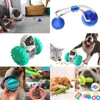 Dog Toys Interactive Suction Cup Push TPR Ball Toys Pet Puppy Molar Bite Toy Elastic Ropes Tooth Cleaning Chewing Supplies