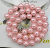 Chains Long 18&quot; 10mm Pink Akoya Shell Pearl Round Beads Necklace
