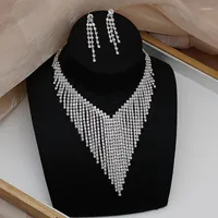 Halskette Ohrringe Set JX0702106 Mode Quasten Strass Straton Bridal Jewelry Hochzeitsfeier