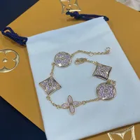 Classic Fashion L Designers Flower Pendant Charm Bracelets Chain 18K Gold Agate Shell Not of-Perf for Women Girls Valentin's Bijoux Gift Bracelet L103