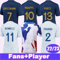 22 23 Mbappe Giroud Griezmann Mens Soccer Jerseys franska Kante Benzema Dembele Player Version Home Away Pre Match Training Football Shirts